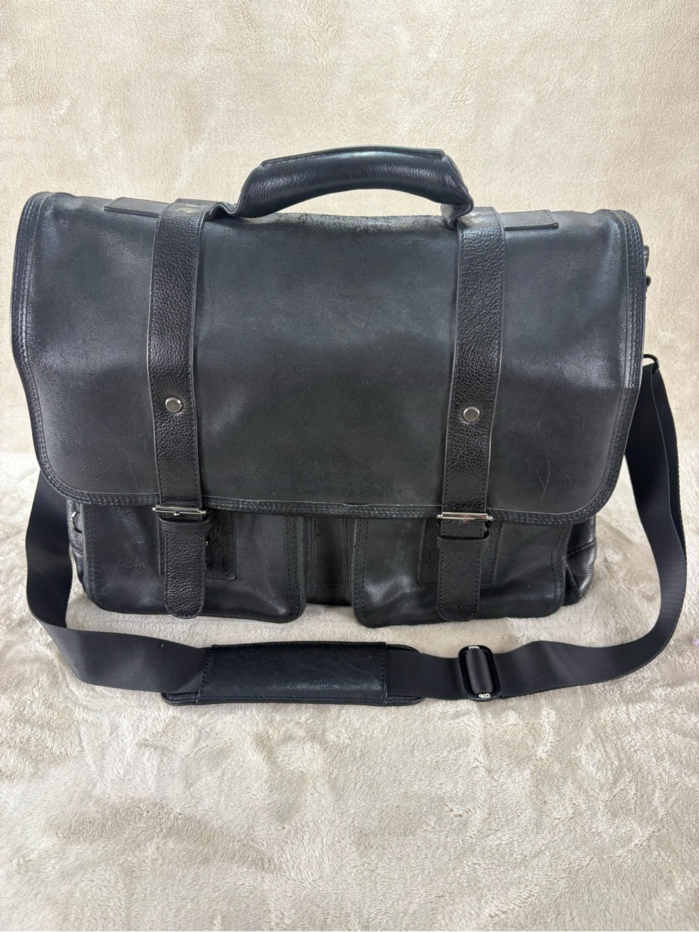 Danier Black Leather Briefcase Messenger